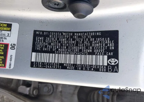 2016 Toyota Corolla S z USA, uszkodzony, nr VIN 5YFBURHE6GP442475